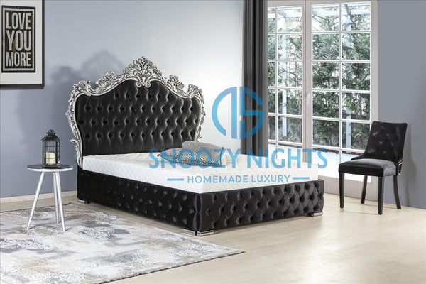 Nevada Crown Metal Bed Frame With French Detailed Finish Available With Ottoman Storage