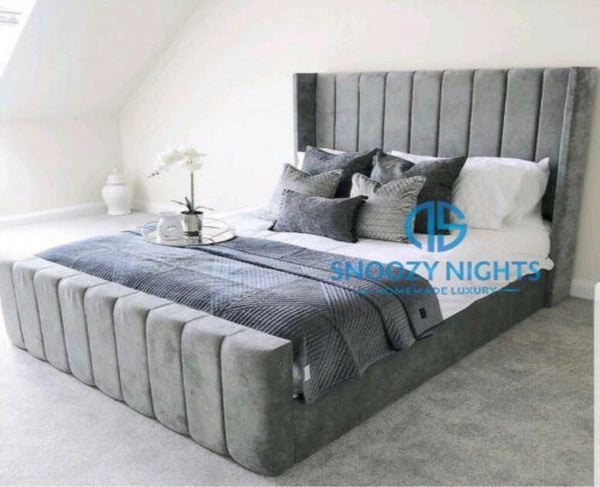Jemima Panel Wingback Luxurious Bed Frame Available with Storage Options