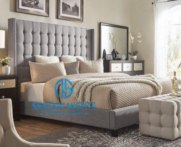 Georgia Wingback Studded Chesterfield Bed Frame Available with Storage Options