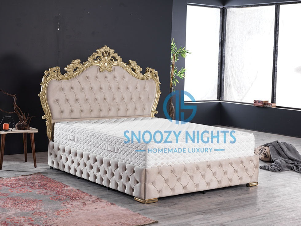 Chicago Crown Sleigh Metal Bed Frame With 60" Headboard French Detaile